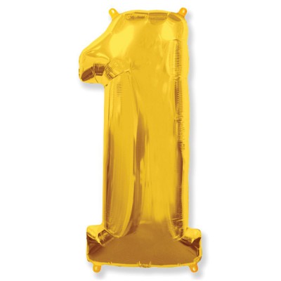 Фольгированный Шар - Цифра "1-золото" (1 метр)