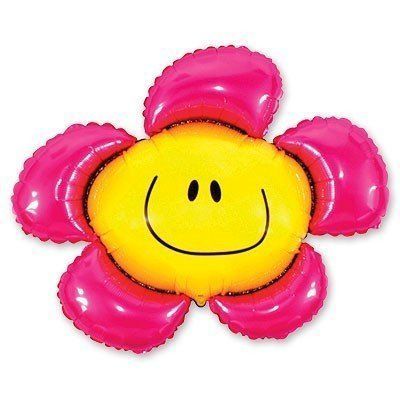 Фольгированный шар фигура " цветок Смайл розовые лепестки "