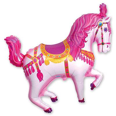 Фольгированный шар фигура " Лошадь Цирковая розовая "