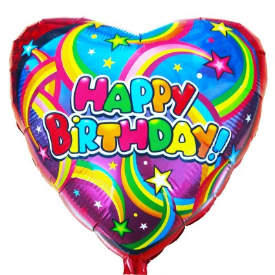Фольгированный шар " сердце радуга Happy Birthday "