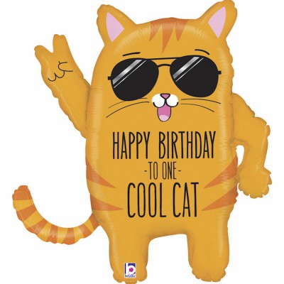 Фольгована куля фігура " Birthday COOl CAT " 